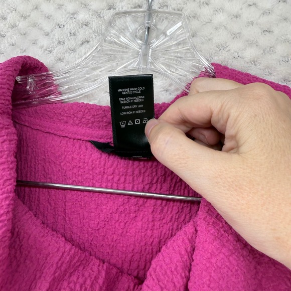 Ali Miles Women's Pink Cowl Neck 3/4‎ Sleeve Textured Tunic Top Size L - Picture 4 of 7